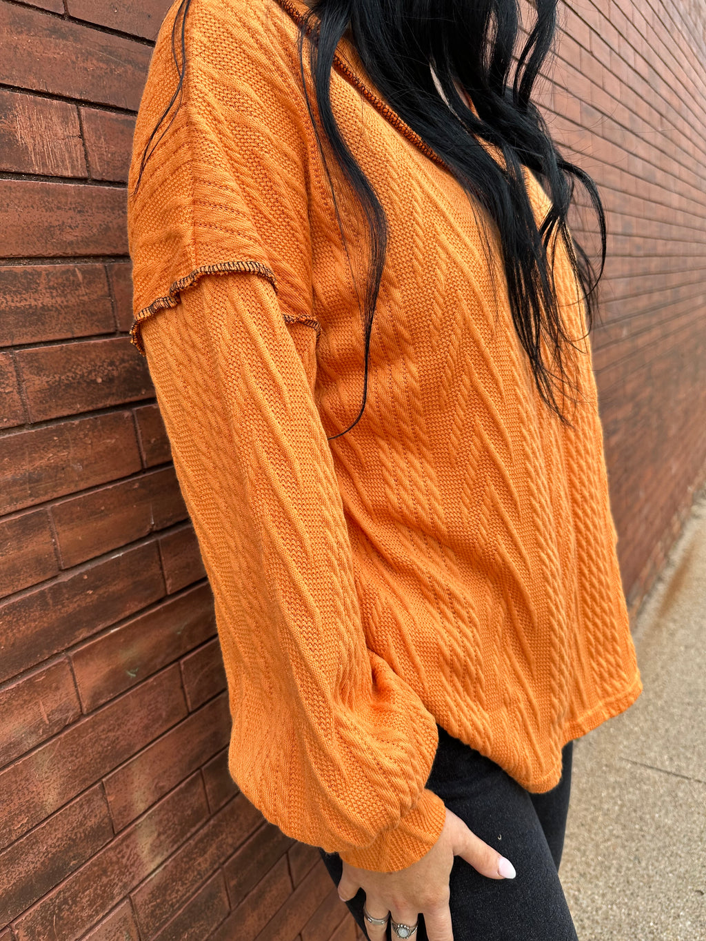 Textured Orange Knit Top