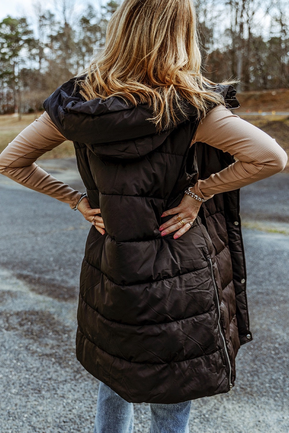 Long Quilted Puffer Vest (preorder)