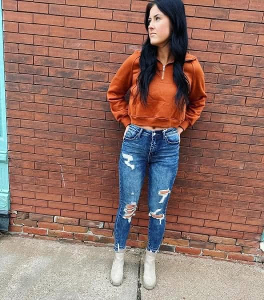 Distressed Skinny Jean-Dark